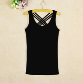 露背夏内搭美背三肩带镂空交叉吊带背心女春季 打底衫 修身 纯棉外穿