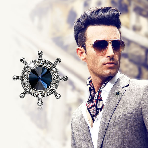 European and American men man 's suit Brooch Crystal brooch Retro Naval Air Rudder Brooch Collar button badge Pinin the Accessories/Fashion Jewelry, Brooch  category - from Buy2taobao.com to provide professional Taobao agent buy service