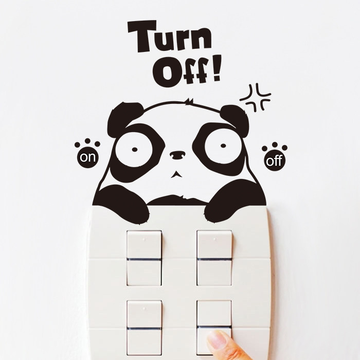 开关贴熊猫幼儿园宿舍教室客厅卧室宿舍搞笑创意卡通动物随手关灯