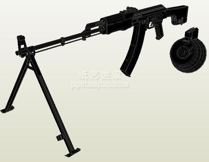 需自己做 70124 RPK AKM AK47轻机枪 支架转盘子弹匣 3D纸模型DIY
