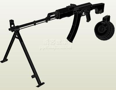 需自己做 70124 RPK AKM AK47轻机枪 支架转盘子弹匣 3D纸模型DIY