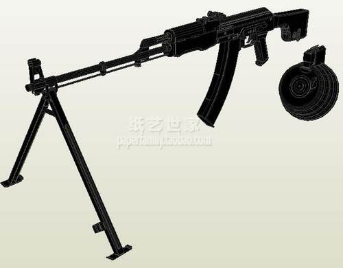 需自己做 70124 RPK AKM AK47轻机枪 支架转盘子弹匣 3D纸模型DIY