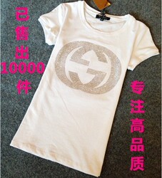 Европейская станция, инкрустированная горячими бриллиантами, облегающая женская футболка с короткими рукавами, женская летняя одежда, лайкра, чистый хлопок, Европа и Америка, весна и лето 2017 г.