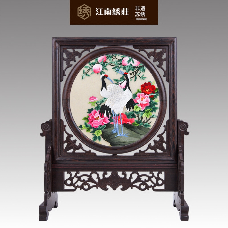 红木摆件工艺品家中装视柜装饰小摆设家居装饰苏州刺绣双面绣苏绣