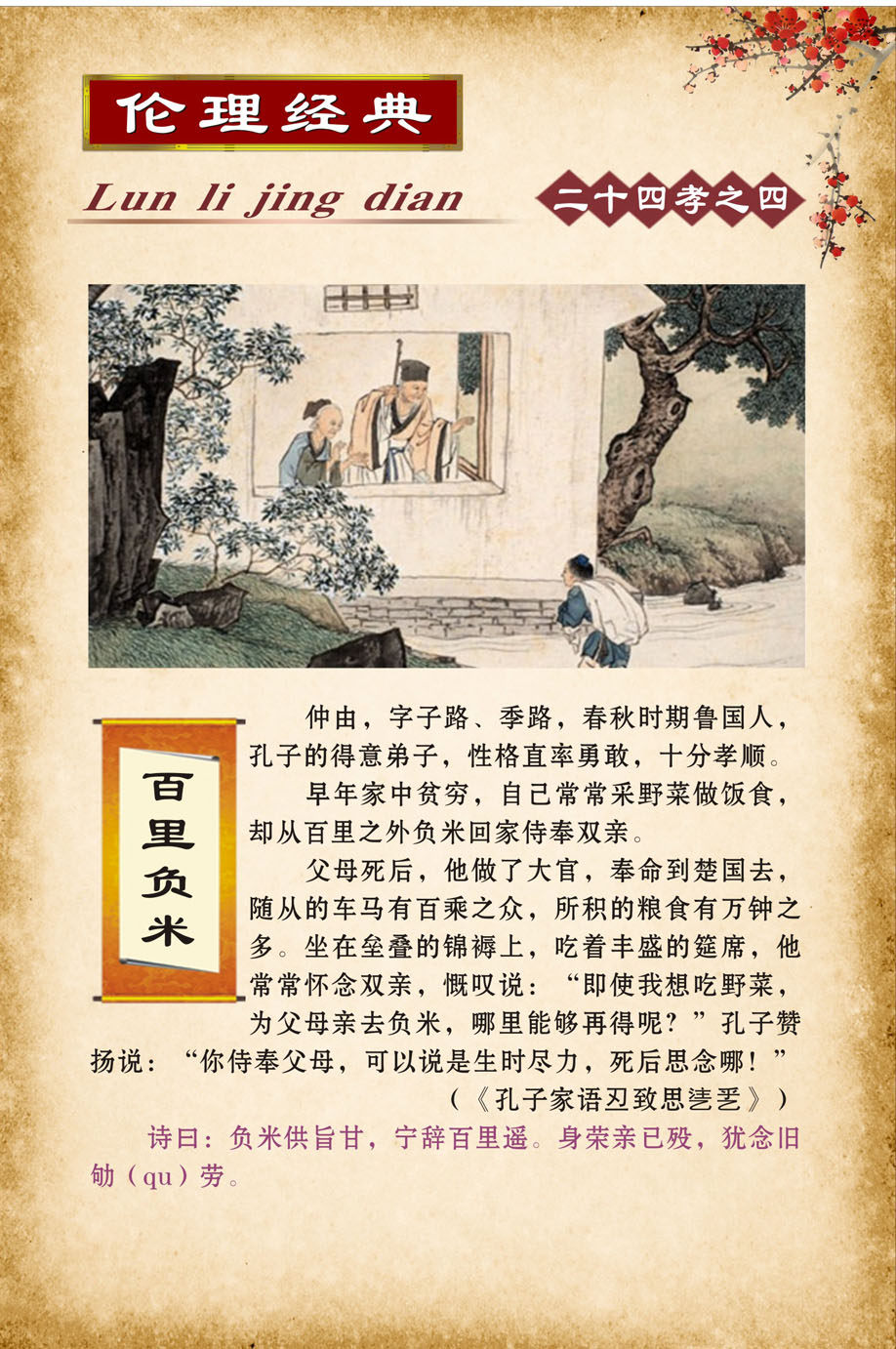 749海报印制展板写真喷绘107二十四孝古典文化挂图之百里负米