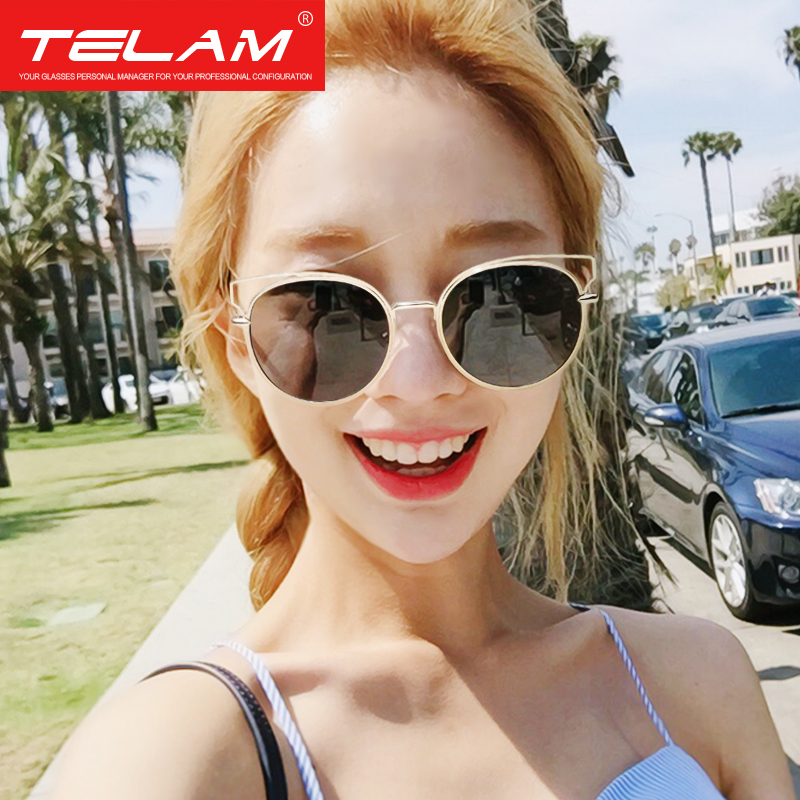 时尚质感太阳镜男女潮 个性炫彩反光墨镜 复古金属圆形镂空太阳镜