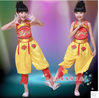 喜庆演出女童民族秧歌服