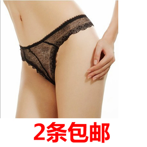 外贸法国蕾丝内裤性感诱惑透明T裤镂空系带蝴蝶结丁字裤真人实拍