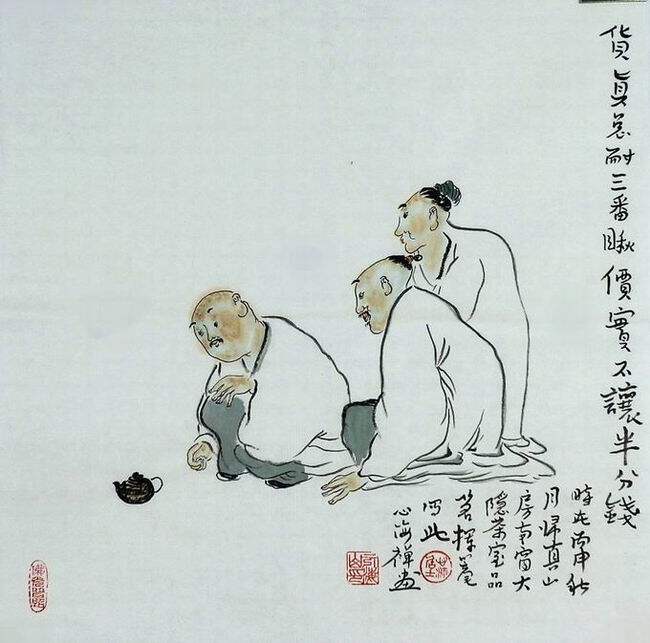 手绘字画装饰画热销YF120155禅意画三尺斗方国画 生意经人物画