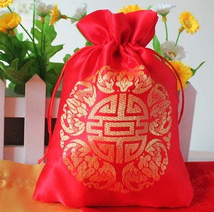 绸缎织锦结婚喜糖袋子批发喜蛋袋礼品袋束口袋喜糖手提袋礼盒袋