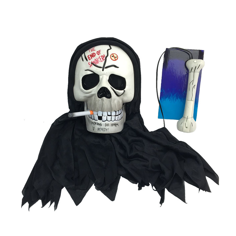 万圣节吸烟鬼面具吸烟骷髅面具 电动吸烟骷骼头面具骷髅面具