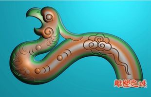 精雕图 灰度图 浮雕图 电脑雕刻图 凤头拐杖2