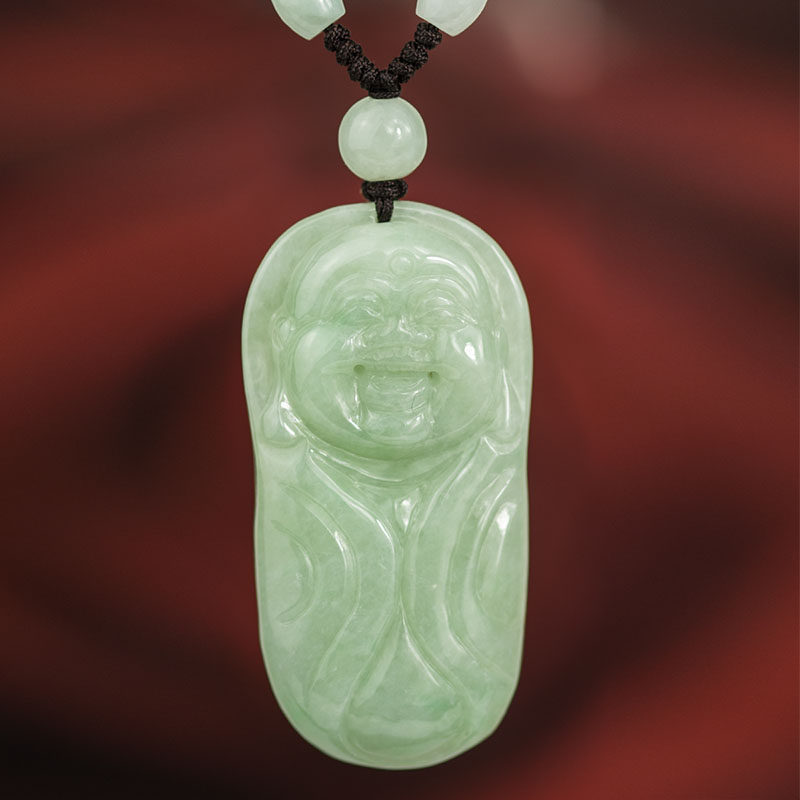 钰达翡翠弥勒佛挂件 玉佛吊坠 佛公玉笑佛项坠 布袋佛玉挂坠 cdn