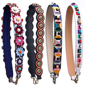 Strap you true leather bag band shoulder strap accessories rivet bump ribbon flower single shoulder strap