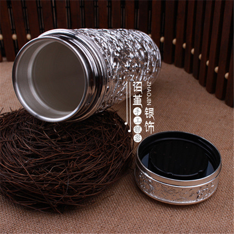 正品内外纯银至尊九龙杯银999足银杯保温银水杯纯银保健杯高档礼