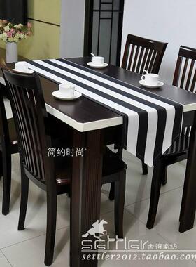 新品爆款地中海红黑白条纹桌旗时尚简约尖头桌旗支持定做餐垫桌条