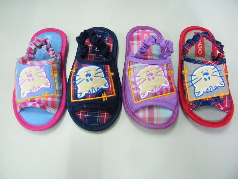 Pantoufles enfants en coton DOMINO pour printemps - Ref 1011262 Image 1