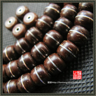 手工打磨藏式 黑银椰壳 镶嵌纯银隔片孔道 一线药师珠8mm