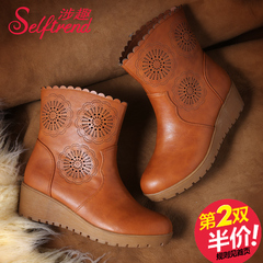 Interesting new 2015 national wind-related retro in openwork carved wedges boots women's boots T55335