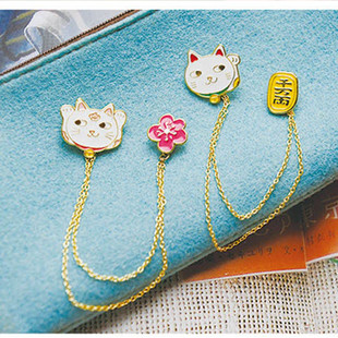 可爱招财猫咪招桃花猫胸针旺财运领针活泼森女帽子包包合金配饰