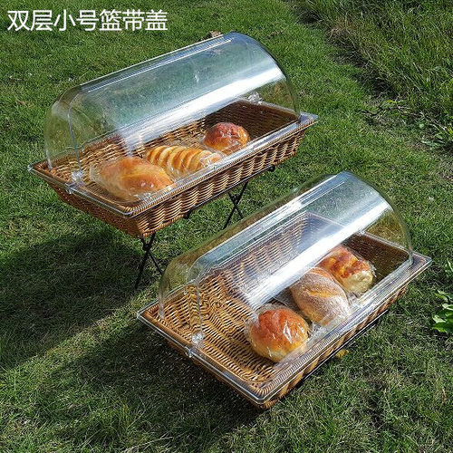 双层面包筐水果篮带盖收纳篮
