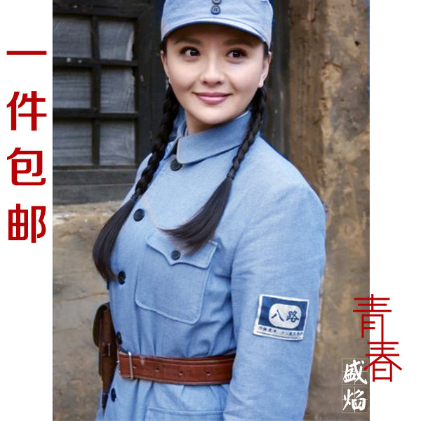 新四军蓝色抗战工作服影视道具