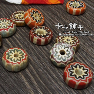 特价*花型老琉璃13/15MM隔珠隔片桶珠配珠项链手链佛珠佛牌手串