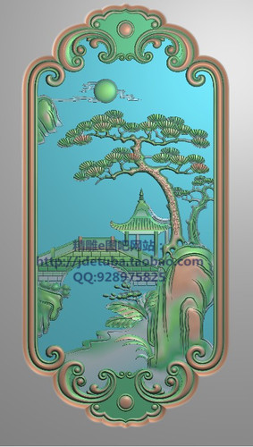 高清设计素材精雕图jdp灰度图bmp精品山水背板232x466新款特价