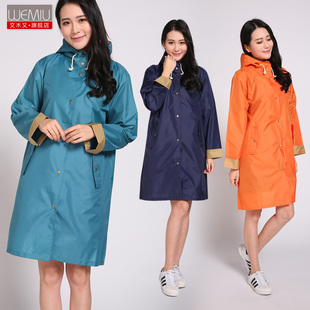女韩版 雨披防水可爱时尚 徒步薄款 有袖 女士 加长款 wemiu成人雨衣
