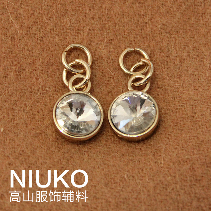 NIUKO服饰辅料 简约镶钻拉链头拉锁挂件鞋靴金色DIY金属圆形配饰