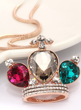 毛衣链丽银饰品水晶水晶