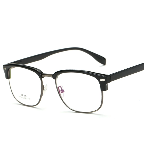 Корейская версия TR90 Tide Men's Retro Semi -Frame Glasses Rame Men's Myopia Glasses Strack Женские круглые глаза рамки глаза