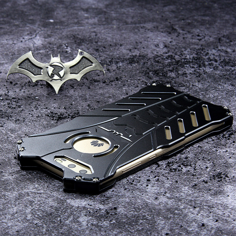 R-Just Batman Shockproof Aluminum Shell Metal Case with Custom Batarang Stent for Huawei P10 & Huawei P10 Plus