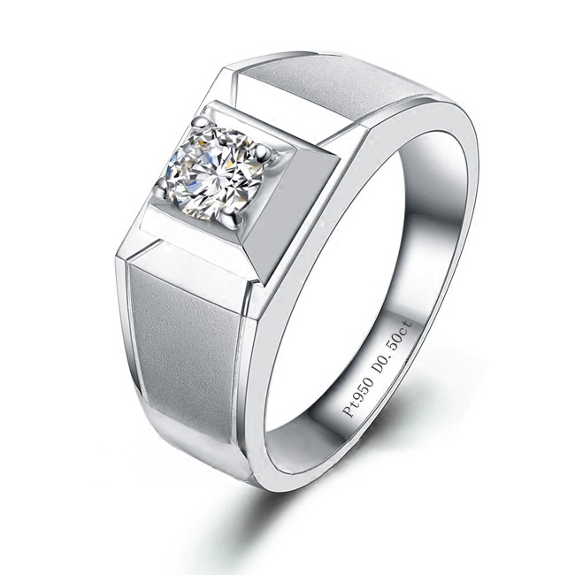 Pt950 Sterling Silver Ring mens domineering ring silver jewelry 18K platinum imitation diamond ring mens Ring Gift