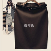 春夏新款 半身裙修身 显瘦工作裙咖啡百搭一步OL职业及膝中裙黑蓝色