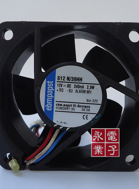 西德ebm-papst TYP612N/39HH 12V 240MA 2.9W 6025 6CM 风扇