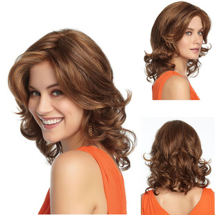 热销欧美假发 高温丝棕色女士长卷发 蓬松时尚玫瑰网发套hair wig