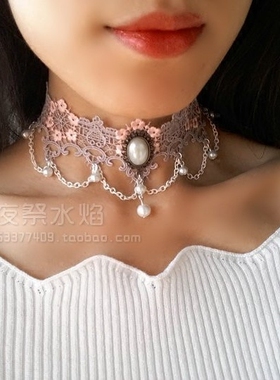欧式复古萝莉风伴娘刺绣蕾丝项链
