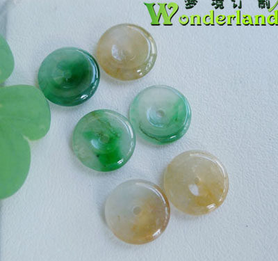 天然A货冰种橙绿色紫白色翡翠玉平安扣戒面手链项链镶嵌定制裸石