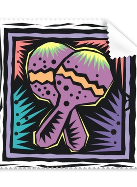 紫色球拍墨西哥文化版画眼镜布屏幕清洁布礼物手机屏幕擦礼物