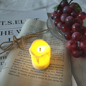 ins小夜灯日韩燃烧的烛火仿真蜡烛罗马烛台摆拍造型摆件礼品装饰