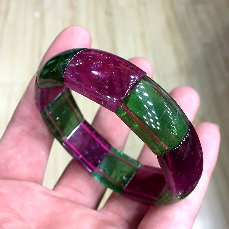 红绿 碧玺手链 天然正品 红碧玺手排 碧玺手链 女款 纯天然