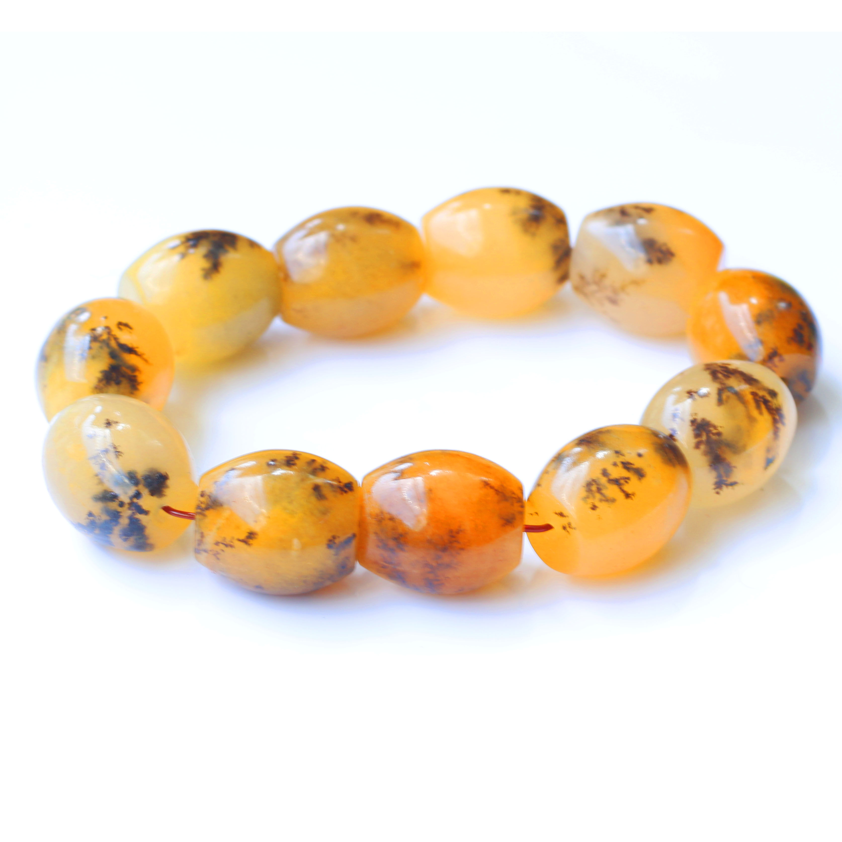 黄龙玉手链 云南龙陵黄龙玉水草转运珠手链 水草黄龙玉 水草手链