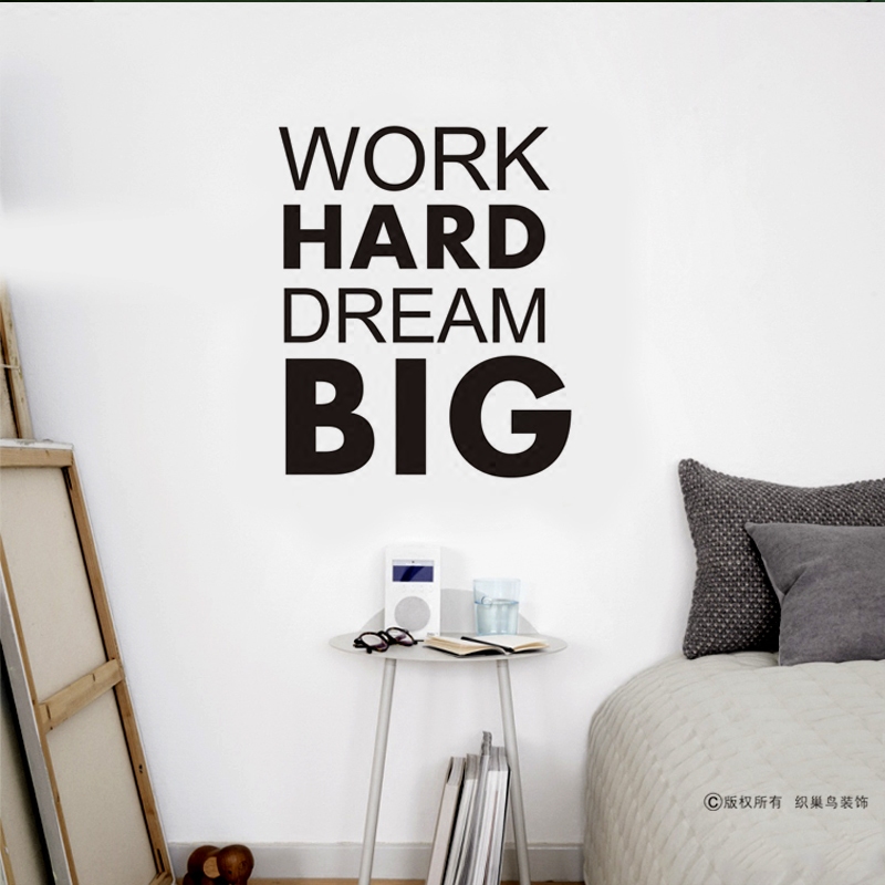 work hard dream big英文励志标语墙贴办公室书房创意文字背景