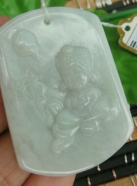91430促销实拍 实物拍图 进口缅甸玉天然翡翠A货童子佛牌大吊坠