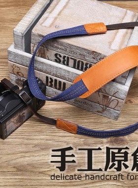 微单相机牛皮背带适用索尼A7RM3 A6300 A6500 A7RM2 真皮减压肩带