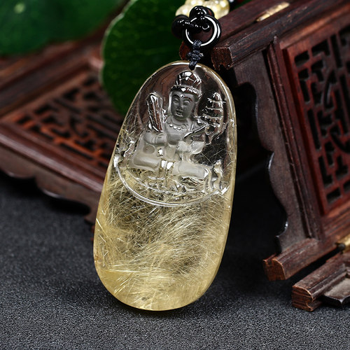 金发晶属虎守护神虚空藏菩萨吊坠