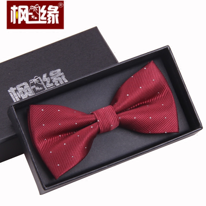 bow tie 男女新郎伴郎结婚礼服正装酒红色紫色衬衫银点蝴蝶领结