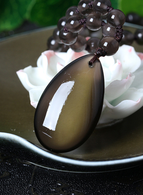 天然冰种彩虹眼黑曜石滴水可刻字