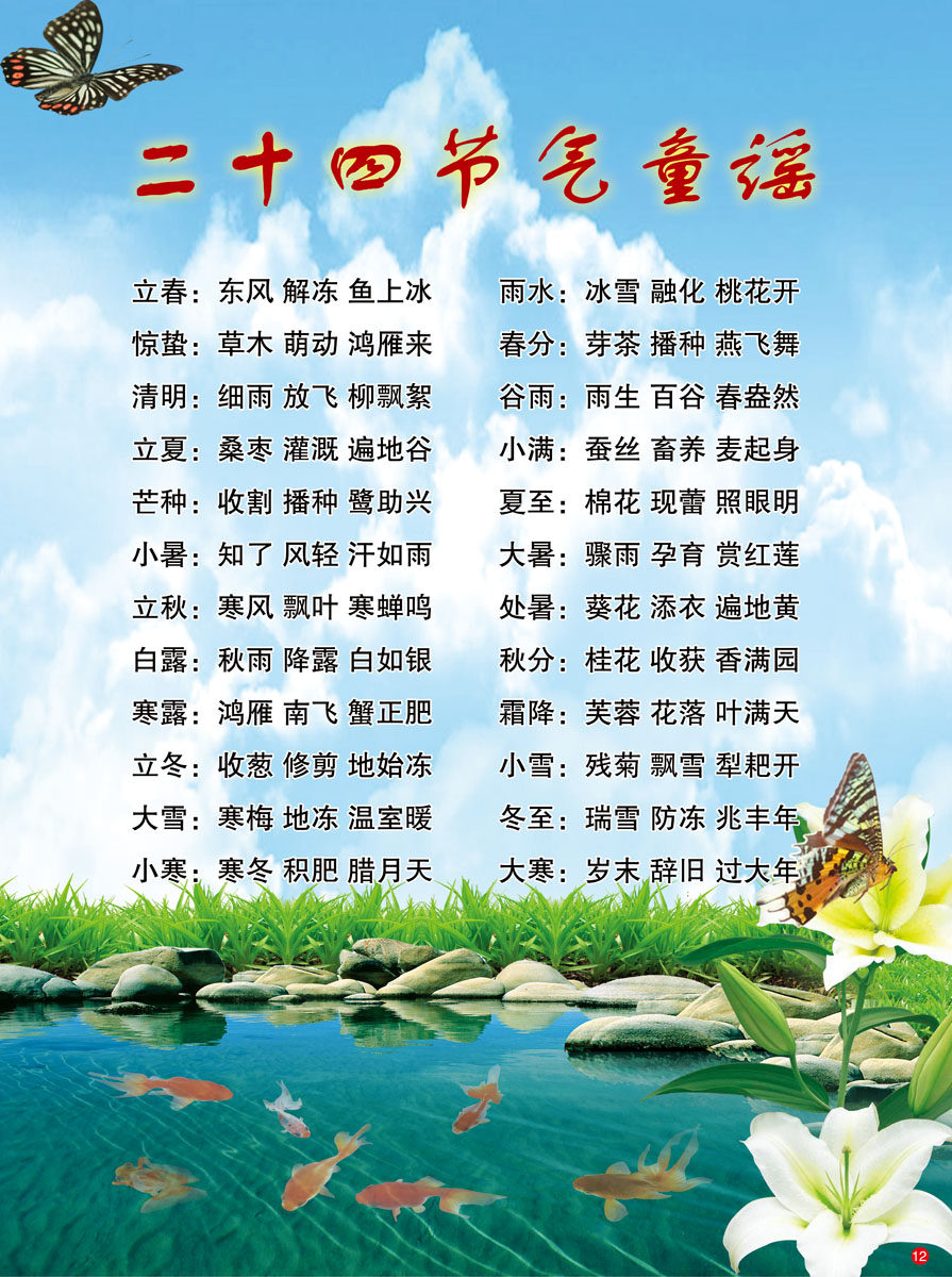 746海报印制展板写真喷绘贴纸414校园文化二十四节气童谣